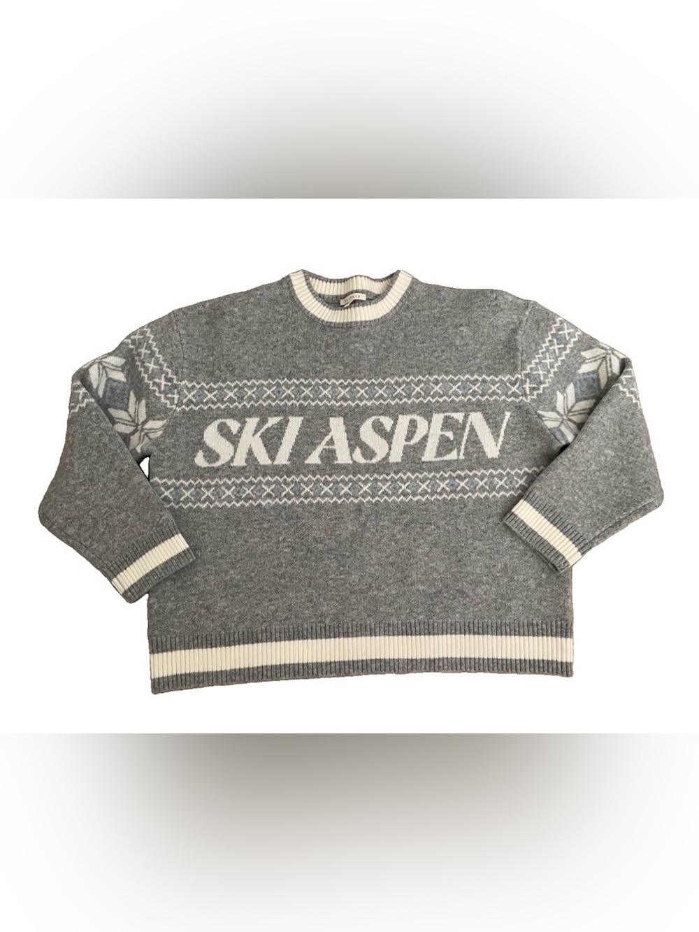 Heavyweight SKI ASPEN Snowflake Print Slouchy Crewneck Pullover SWEATER Medium